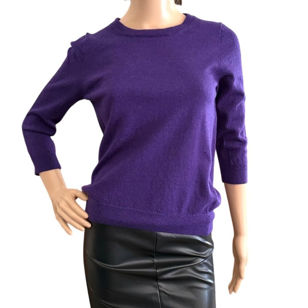 J Crew Womens Purple Merino Wool Sweater Size S-M with FLAWS